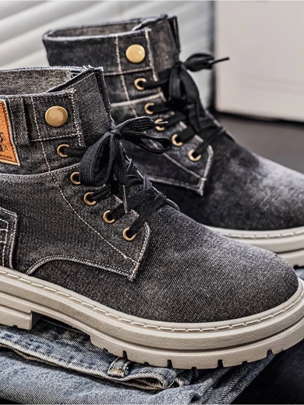 BRAND NEW Corasun Mens Blue Denim Ankle Boots Size 6,5 Men